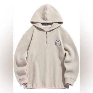 ZAFUL Men Aztec Tribal Quarter Zip Drawstring Fluffy Kangaroo Pocket Hoodie 2XL